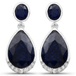 7.90 Carat Dyed Sapphire and White Diamond .925 Sterling Silver Earrings