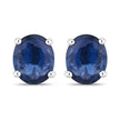 0.68 Carat Genuine Blue Sapphire 14K White Gold Earrings