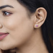 0.71 Carat Genuine Ruby and White Diamond 14K Yellow Gold Earrings