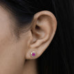 0.71 Carat Genuine Ruby and White Diamond 14K Yellow Gold Earrings