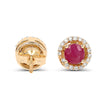 0.71 Carat Genuine Ruby and White Diamond 14K Yellow Gold Earrings