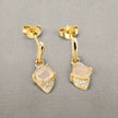 0.57 Carat Genuine Ethiopian Opal and White Diamond 14K Yellow Gold Earrings