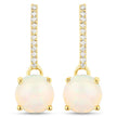 1.06 Carat Genuine Ethiopian Opal and White Diamond 10K Yellow Gold Earrings