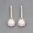1.06 Carat Genuine Ethiopian Opal and White Diamond 10K Yellow Gold Earrings