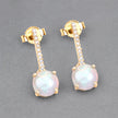 1.06 Carat Genuine Ethiopian Opal and White Diamond 10K Yellow Gold Earrings