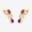 1.12 Carat Genuine Ruby and White Diamond 14K Yellow Gold Earrings