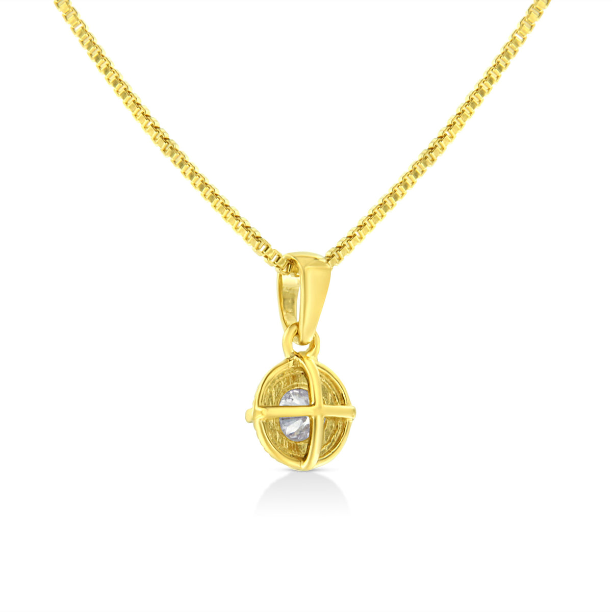 14K Yellow Gold Plated .925 Sterling Silver 1/2 Cttw Brilliant Round Cut Diamond Solitaire Milgrain 18