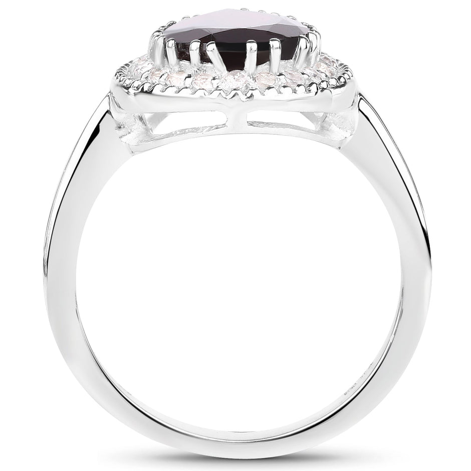 3.94 Carat Genuine Garnet & White Topaz .925 Sterling Silver Ring