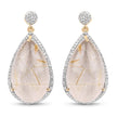 14K Yellow Gold Plated 35.15 Carat Genuine Golden Rutile and White Topaz .925 Sterling Silver Earrings