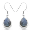 9.13 Carat Genuine Labradorite And White Topaz .925 Sterling Silver Earrings