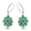 3.04 Carat Genuine Zambian Emerald and White Zircon .925 Sterling Silver Earrings