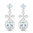 4.42 Carat Genuine Aquamarine and White Zircon .925 Sterling Silver Earrings