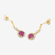 0.70 Carat Genuine Ruby and White Diamond 14K Yellow Gold Earrings