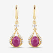 0.70 Carat Genuine Ruby and White Diamond 14K Yellow Gold Earrings
