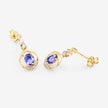 0.76 Carat Genuine Tanzanite and White Diamond 14K Yellow Gold Earrings