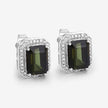 3.57 Carat Genuine Green Tourmaline and White Diamond 14K White Gold Earrings