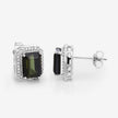3.57 Carat Genuine Green Tourmaline and White Diamond 14K White Gold Earrings