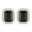 3.57 Carat Genuine Green Tourmaline and White Diamond 14K Yellow Gold Earrings