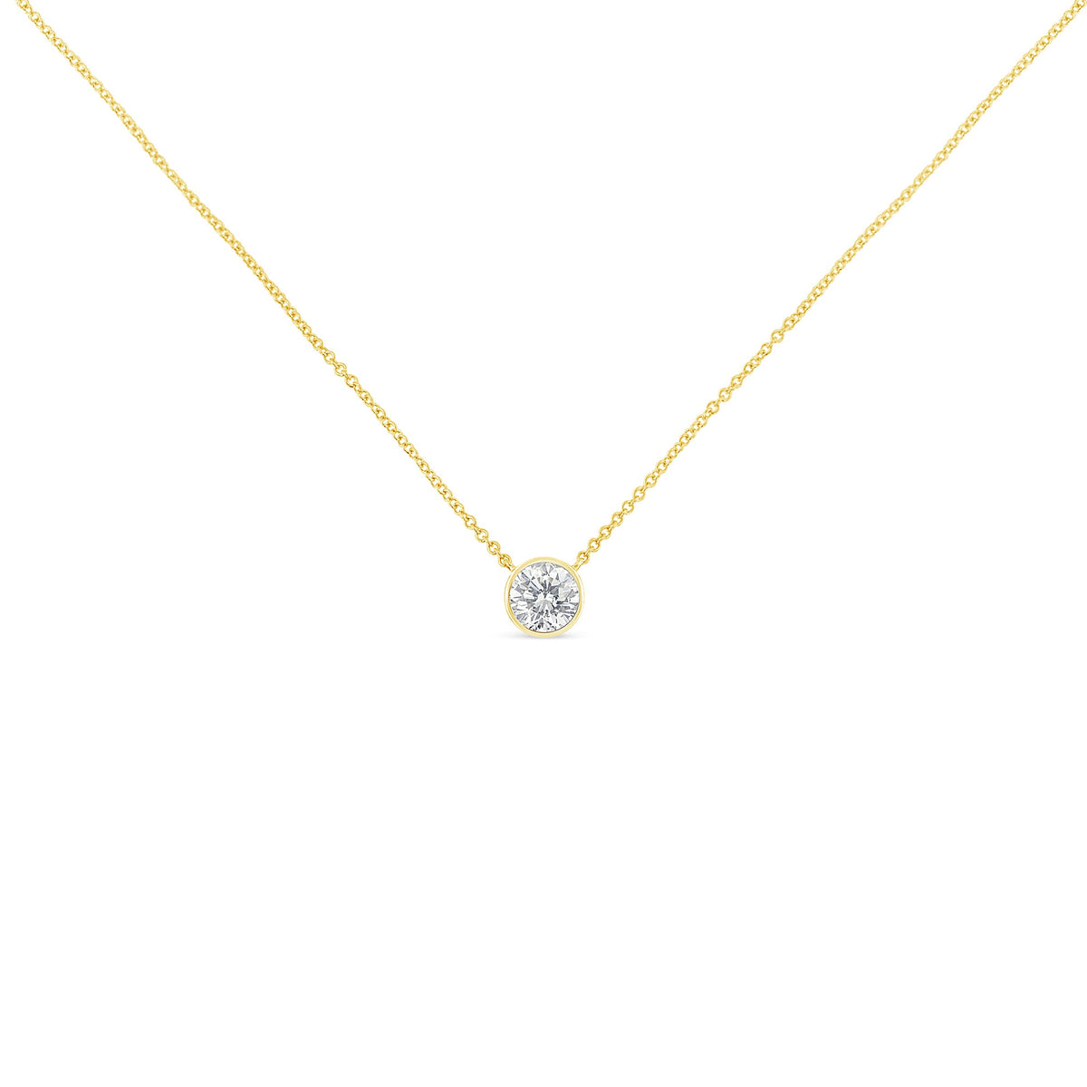 10K Yellow Gold 1/3 Carat Round Brilliant-Cut Diamond Modern Bezel-Set Solitaire 16