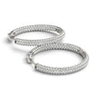14k White Gold Two Row Pave Set Diamond Hoop Earrings (7 cttw)