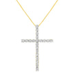 10K Yellow Gold Plated .925 Sterling Silver 4.0 Cttw Round Cut Diamond Cross Pendant Necklace (J-K Color, I1-I2 Clarity) - 18