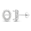 0.26 Carat Genuine White Diamond 14K White Gold Semi Mount Earrings - holds 8x6mm Oval Gemstones