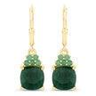 4.50 Carat Dyed Emerald and Emerald .925 Sterling Silver Earrings