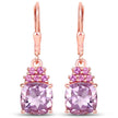 4.90 Carat Genuine Pink Amethyst and Rhodolite .925 Sterling Silver Earrings