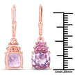 4.90 Carat Genuine Pink Amethyst and Rhodolite .925 Sterling Silver Earrings