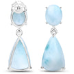 11.54 Carat Genuine Larimar .925 Sterling Silver Earrings