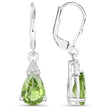 2.80 Carat Genuine Peridot and White Zircon .925 Sterling Silver Earrings