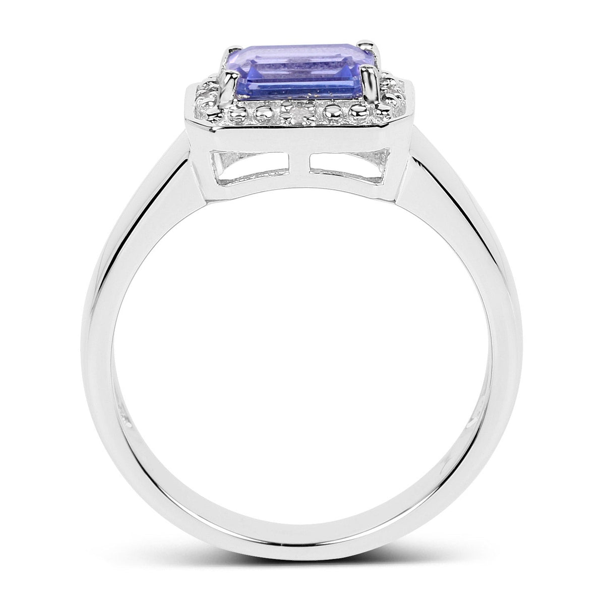 1.12 Carat Genuine Tanzanite and White Topaz .925 Sterling Silver Ring
