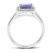 1.12 Carat Genuine Tanzanite and White Topaz .925 Sterling Silver Ring