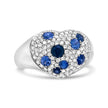 18K White Gold Blue Sapphire and 5/8 Cttw Diamond Cluster Heart Shaped  Ring (F-G Color, VS1-VS2 Clarity) - Size 7.5