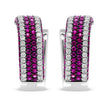 18K White Gold 1 7/8 Cttw Diamond and 1mm Round Red Ruby Open Swish Hoop Earrings (F-G Color, VS1-VS2 Clarity)