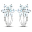 1.54 Carat Genuine Aquamarine and White Topaz .925 Sterling Silver Earrings