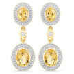 18K Yellow Gold Plated 5.70 Carat Genuine Citrine and White Topaz .925 Sterling Silver Earrings