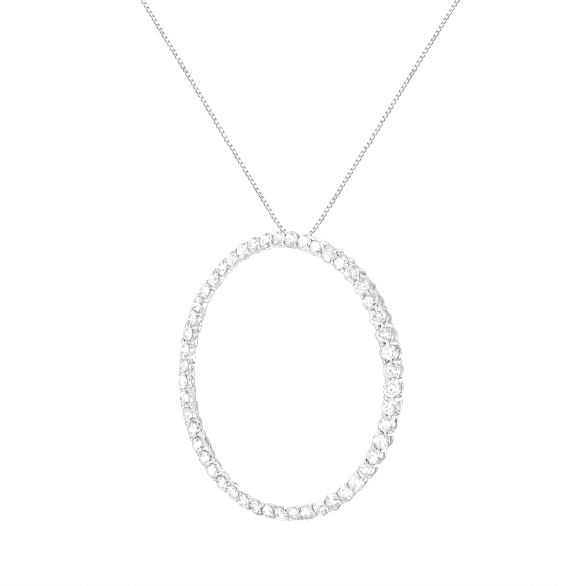 .925 Sterling Silver 4 cttw Prong Set, Round-Cut Diamond Open Circle Hoop 18