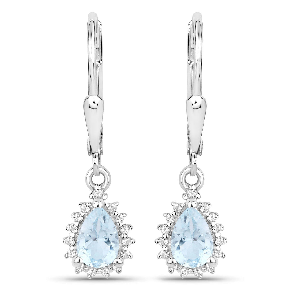 2.00 Carat Genuine Blue Topaz and White Topaz .925 Sterling Silver Jewelry Set