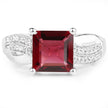 2.99 Carat Genuine Garnet and White Topaz .925 Sterling Silver Ring