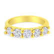14K Yellow Gold Plated .925 Sterling Silver 1 1/2 Cttw Shared Prong Set Brilliant Round-Cut Diamond Anniversary or Wedding Band Ring (K-L Color, SI2-I1 Clarity) - Size 7