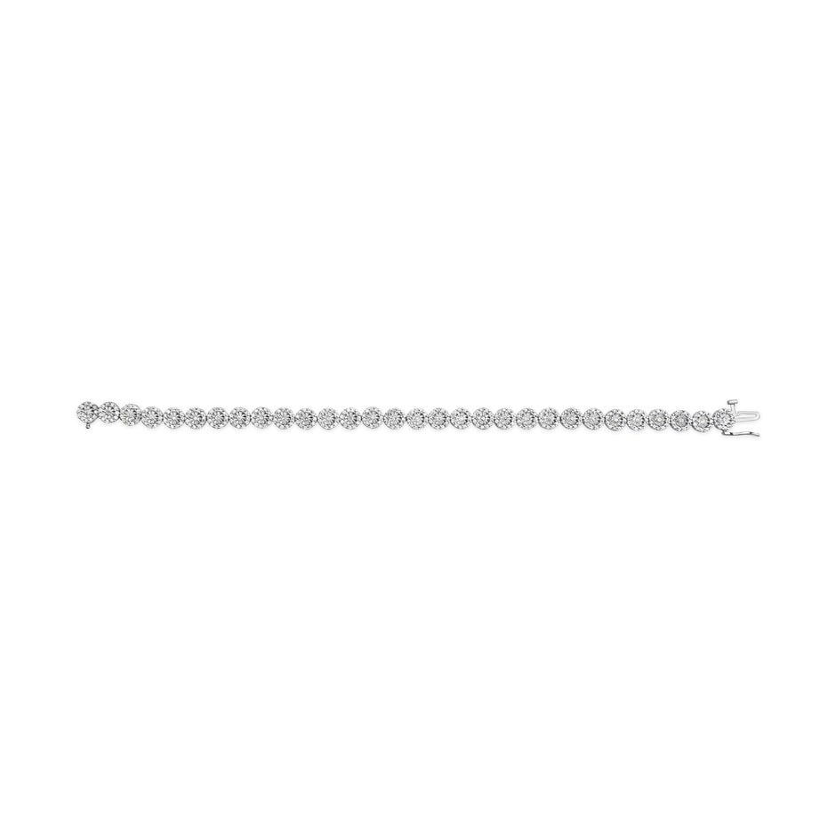 14K White Gold 2.00 Cttw Diamond Halo Link Tennis Bracelet (H-I Color, I1-I2 Clarity) - 7