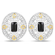 0.93 Carat Genuine Blue Sapphire and White Diamond .925 Sterling Silver Earrings
