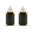 1.25 Carat Genuine Green Tourmaline and White Diamond 14K Yellow Gold Earrings