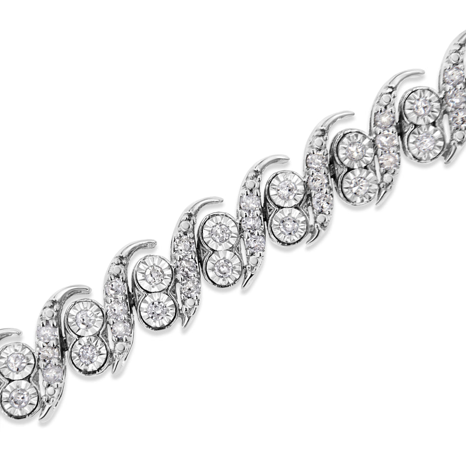 .925 Sterling Silver 2.0 Cttw Round-Cut Diamond 