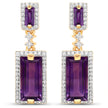 18K Yellow Gold Plated 6.01 Carat Genuine Emerald and White Topaz .925 Sterling Silver Earrings