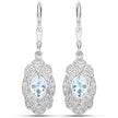 0.96 Carat Genuine Aquamarine and White Topaz .925 Sterling Silver Earrings