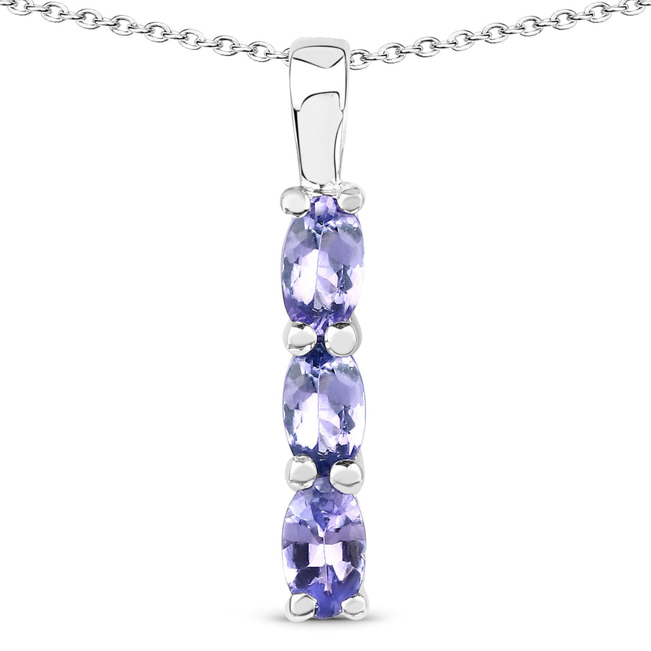 0.75 Carat Genuine Tanzanite .925 Sterling Silver Pendant