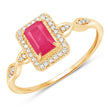 0.75 Carat Genuine Ruby and White Diamond 14K Yellow Gold Ring