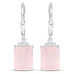 6.23 Carat Genuine Rose Quartz and White Topaz .925 Sterling Silver Earrings
